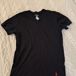 Polo by Ralph Lauren Black V-Neck Tee Men Size Large